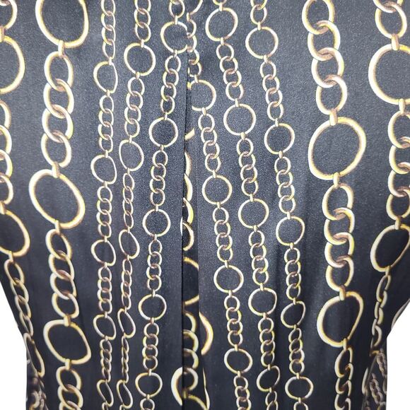 NEW Banana Republic X-Small Black Gold Tank Chain Design V-Neck Pleated Drapey - Picture 7 of 9